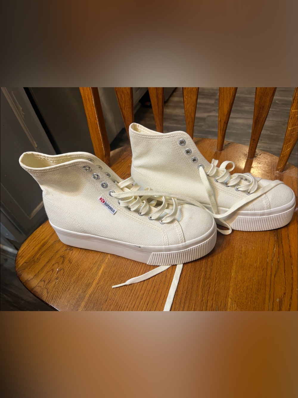 Superga Off-White High-Top Platform Canvas Sneakers
